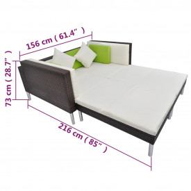 Set mobilier de grădină, 17 piese, poliratan, maro - Img 10