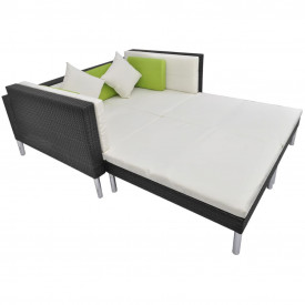 Set mobilier de grădină, 17 piese, poliratan, negru - Img 6