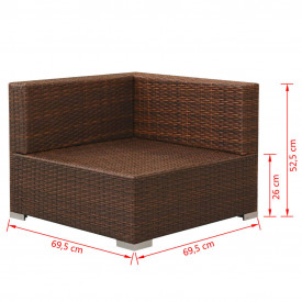 Set mobilier de grădină cu canapea 8 piese, poliratan, maro - Img 8