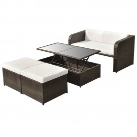 Set mobilier de grădină cu canapea 9 piese, maro, poliratan
