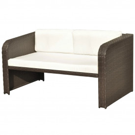 Set mobilier de grădină cu canapea 9 piese, maro, poliratan - Img 7