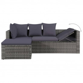 Set mobilier de grădină cu o canapea 14 buc. poliratan gri - Img 3