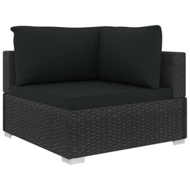 Set mobilier de grădină cu perne, 5 piese, negru, poliratan - Img 3