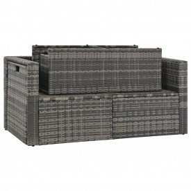 Set mobilier de grădină cu perne, 6 piese, gri, poliratan - Img 5