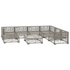 Set mobilier de grădină cu perne, 8 piese, gri, poliratan - Img 2