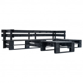 Set mobilier de grădină din paleți, 4 piese, negru, lemn FSC