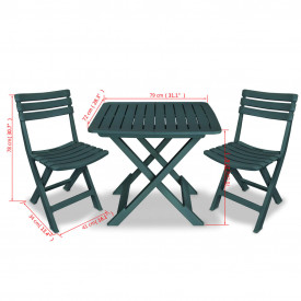 Set mobilier de grădină tip bistro, 3 piese, plastic verde - Img 9
