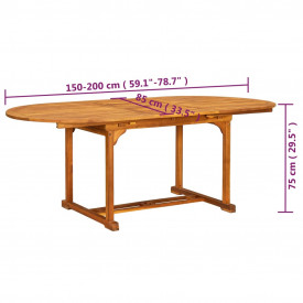 Set mobilier exterior pliabil masă extensibilă, 7 piese, acacia - Img 12