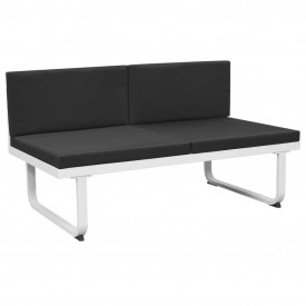 Set mobilier grădină, 17 piese, textilenă, aluminiu, negru/alb - Img 6