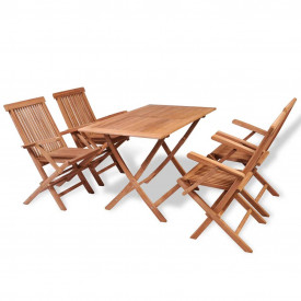 Set mobilier grădină, 5 piese, lemn masiv de tec - Img 1