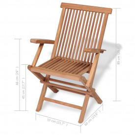 Set mobilier grădină, 5 piese, lemn masiv de tec - Img 8