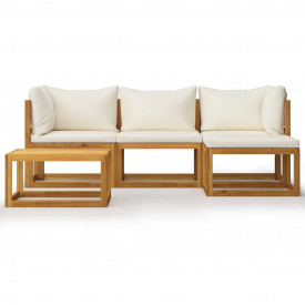 Set mobilier grădină cu perne, 5 piese, lemn masiv acacia - Img 2