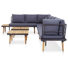 Set mobilier grădină cu perne, 7 piese, lemn masiv de acacia - Img 2