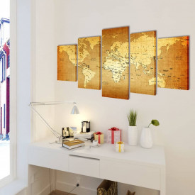 Set tablouri de pânză imprimate cu harta lumii 200 x 100 cm - Img 2