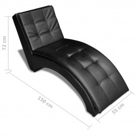 Șezlong cu saltea, piele artificială, negru - Img 7