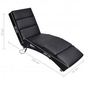 Șezlong de masaj, piele artificială, negru - Img 5