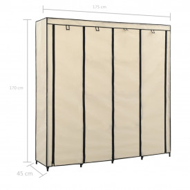 Șifonier cu 4 compartimente, crem, 175 x 45 x 170 cm - Img 8