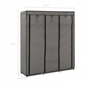 Șifonier cu bare și compartimente, gri, 150x45x175 cm, textil - Img 10