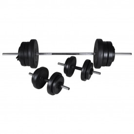Suport haltere genoflexiuni cu halteră și set gantere 60,5 kg - Img 7