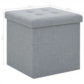 Taburet de depozitare pliabil, gri deschis, 38x38x38 cm, textil - Img 8