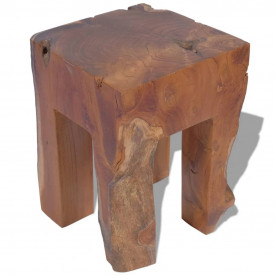 Taburet din lemn de tec solid, 30 x 30 x 40 cm - Img 4