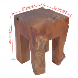 Taburet din lemn de tec solid, 30 x 30 x 40 cm - Img 9