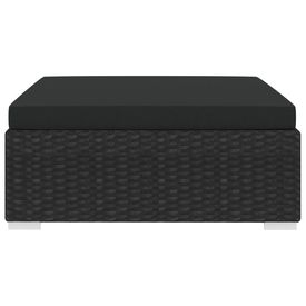 Taburet modular, 1 buc., negru, poliratan, cu pernă - Img 2