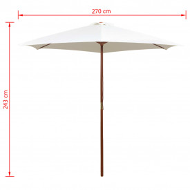 Umbrelă de soare cu stâlp de lemn 270 x 270 cm, alb crem - Img 6