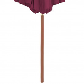 Umbrelă de soare exterior, stâlp din lemn, 300 cm, roșu bordo - Img 4