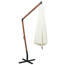 Umbrelă de soare suspendată cu stâlp de lemn, 350 cm, alb - Img 4