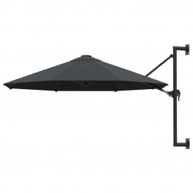 Umbrelă soare, montaj pe perete, stâlp metal, 300 cm, antracit