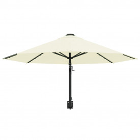 Umbrelă soare, montaj pe perete, stâlp metalic, 300 cm, nisipiu - Img 4
