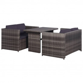 vidaXL 11 piese, Set mobilier de grădină, gri, poliratan