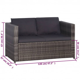 vidaXL 11 piese, Set mobilier de grădină, gri, poliratan - Img 7
