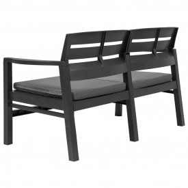vidaXL Bancă de grădină cu 2 locuri, perne, antracit, 133 cm, plastic - Img 3