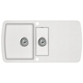 vidaXL Chiuvetă de bucătărie din granit, alb, două bazine