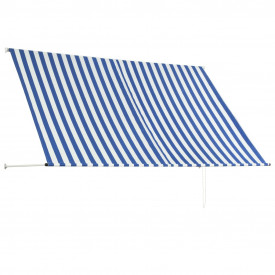 vidaXL Copertină retractabilă, albastru și alb, 250 x 150 cm - Img 4