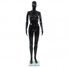 vidaXL Corp manechin feminin, suport din sticlă, Negru lucios 175 cm - Img 2