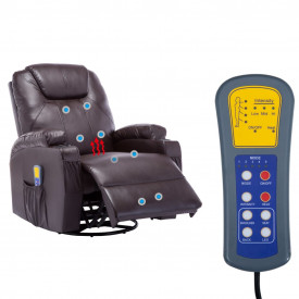 vidaXL Fotoliu de masaj electric rabatabil, piele artificială, maro - Img 12