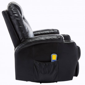 vidaXL Fotoliu electric rabatabil de masaj, piele artificială, negru - Img 3