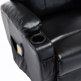 vidaXL Fotoliu electric rabatabil de masaj, piele artificială, negru - Img 9