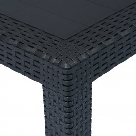 vidaXL Masă de grădină, antracit, 79x79x72 cm, plastic, aspect ratan - Img 3