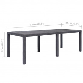 vidaXL Masă de grădină, maro, 220x90x72 cm , plastic, aspect ratan - Img 5