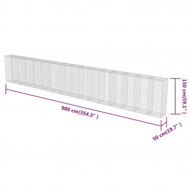 vidaXL Perete gabion cu capace, oțel galvanizat, 900 x 50 x 150 cm - Img 6