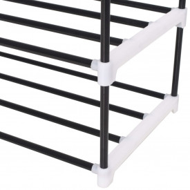 vidaXL Raft încălțăminte cu 7 etajere din metal și plastic Negru - Img 5