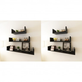 vidaXL Rafturi de perete, 6 buc., negru