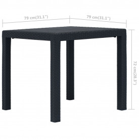 vidaXL Set mobilier bistro, 3 piese, antracit, plastic, aspect ratan - Img 12