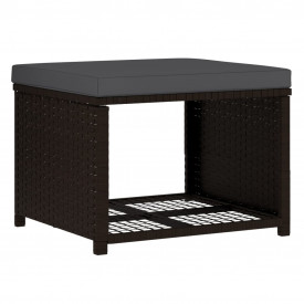 vidaXL Set mobilier de exterior, 10 piese, poliratan, maro și alb - Img 7