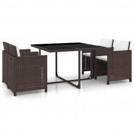 vidaXL Set mobilier de exterior, 13 piese, poliratan, maro