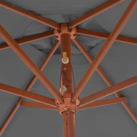 vidaXL Umbrelă de soare de exterior, stâlp din lemn, antracit, 270 cm - Img 5